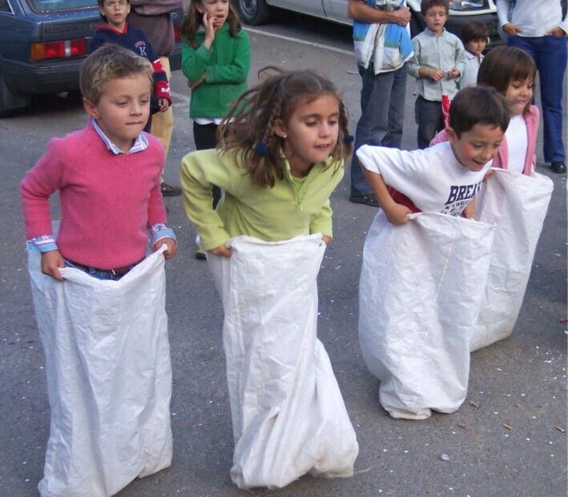 Sack Race Competition on the Street