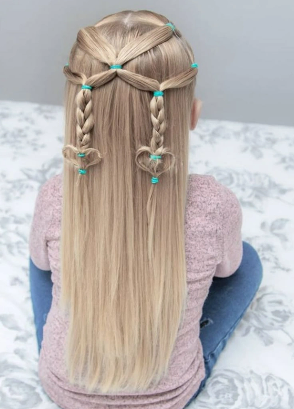 Ladder Braid Hearts with Teal Elastics