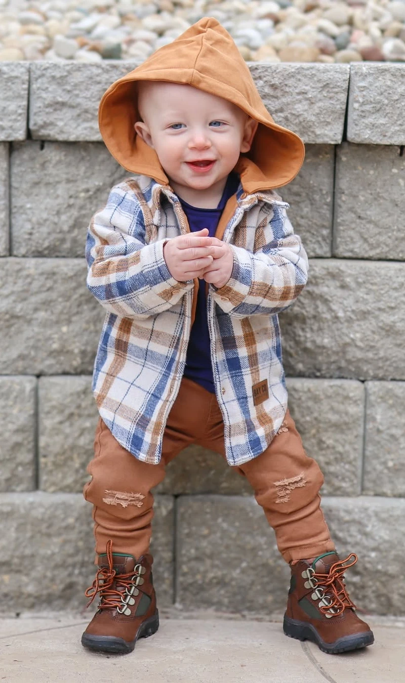 Adorable Baby in Layered Fall Explorer Look