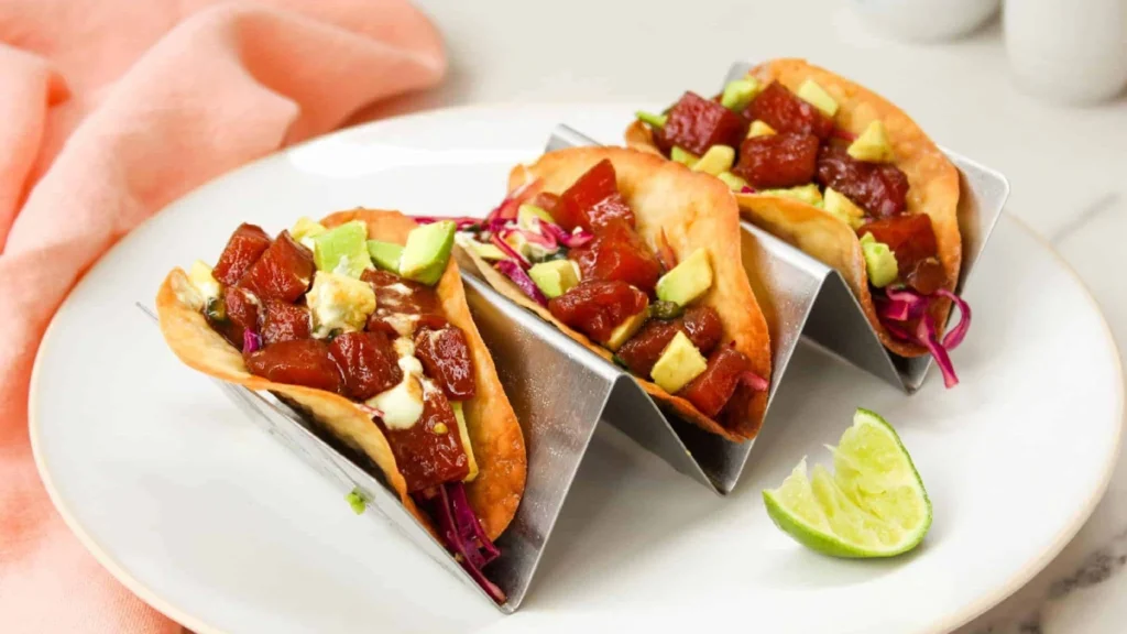 Ahi Tuna Tacos with Wasabi Slaw