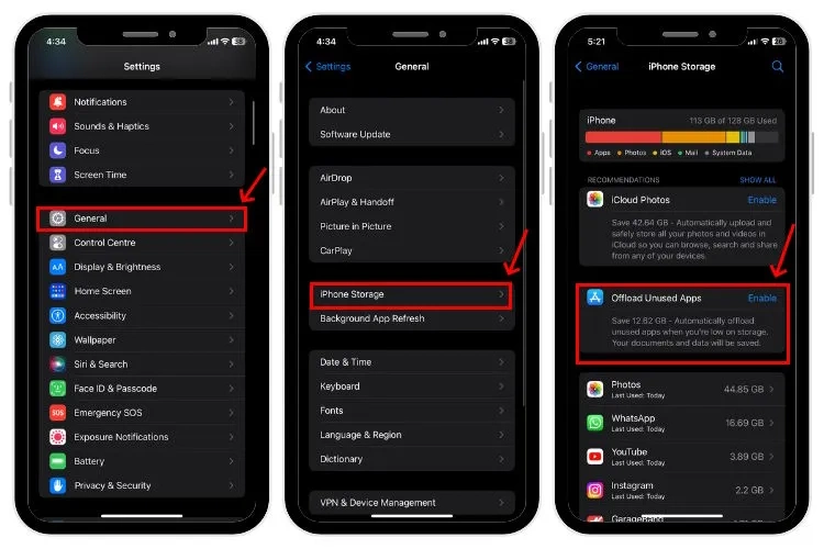 App Cache and Documents & Data