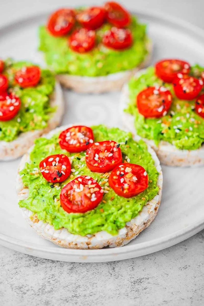 Avocado Rice Cake with Everything Seasoning