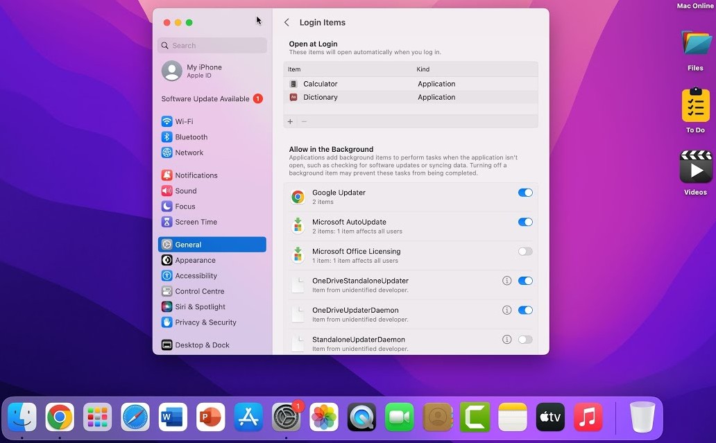 Background Processes and Login Items Draining Resources