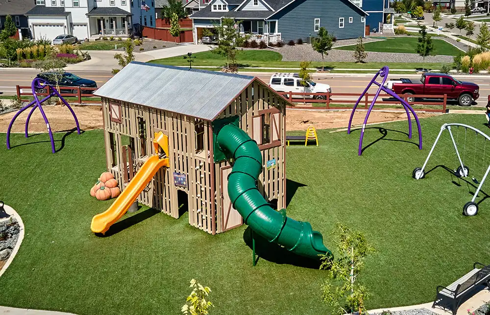 Backyard Barn Playhouse with Spiral Slide