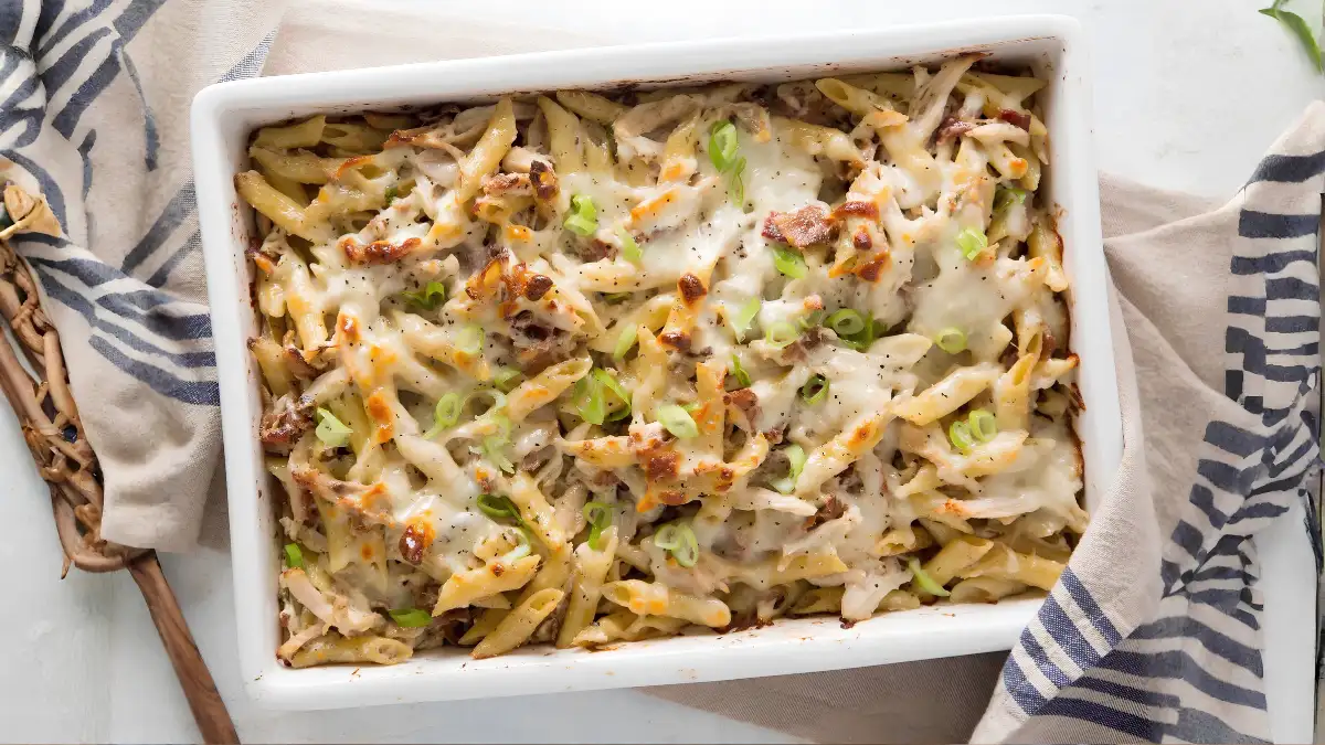 Bacon Ranch Chicken Pasta Bake