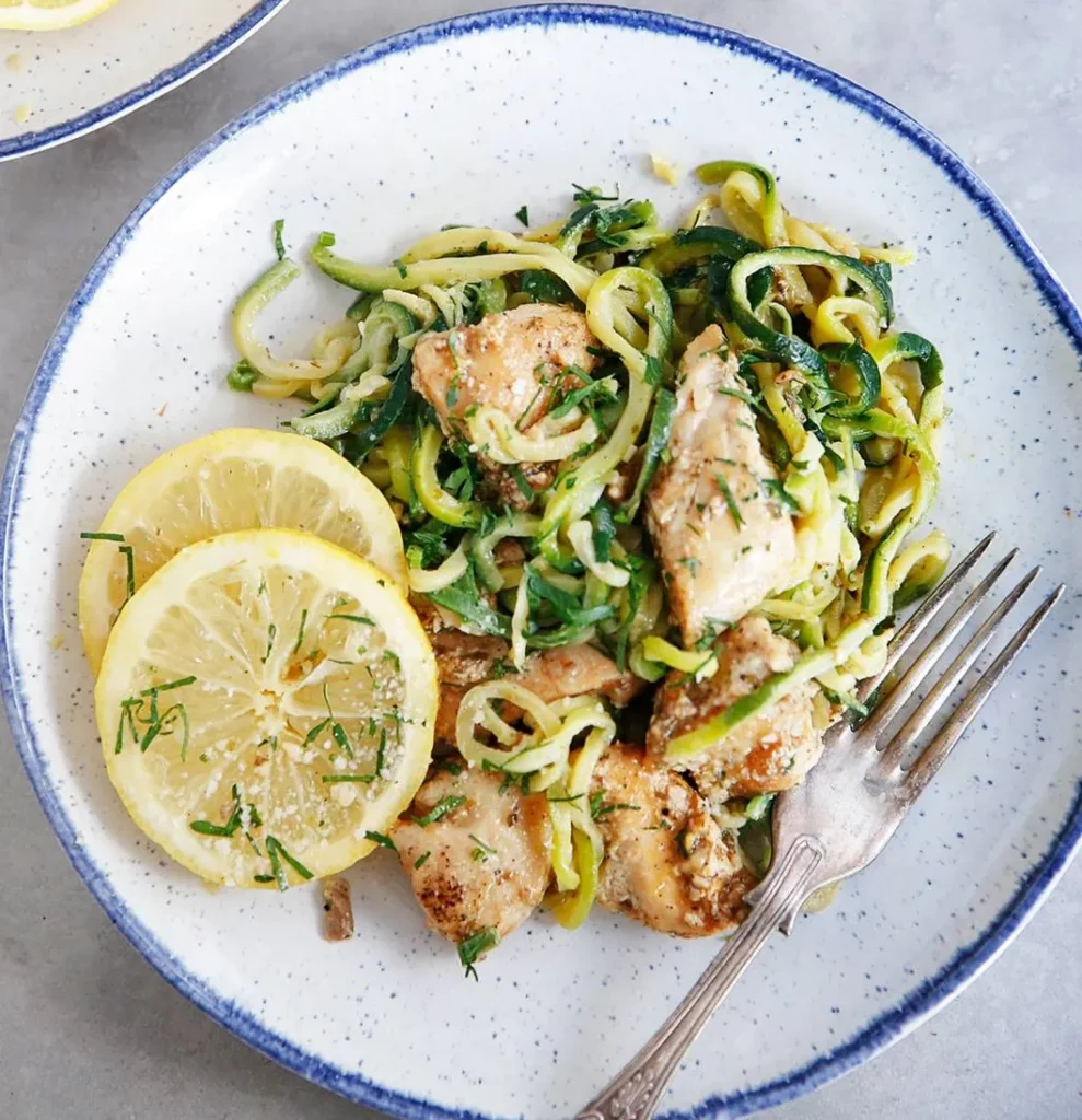 Baked Chicken Parmesan with Zucchini Noodles