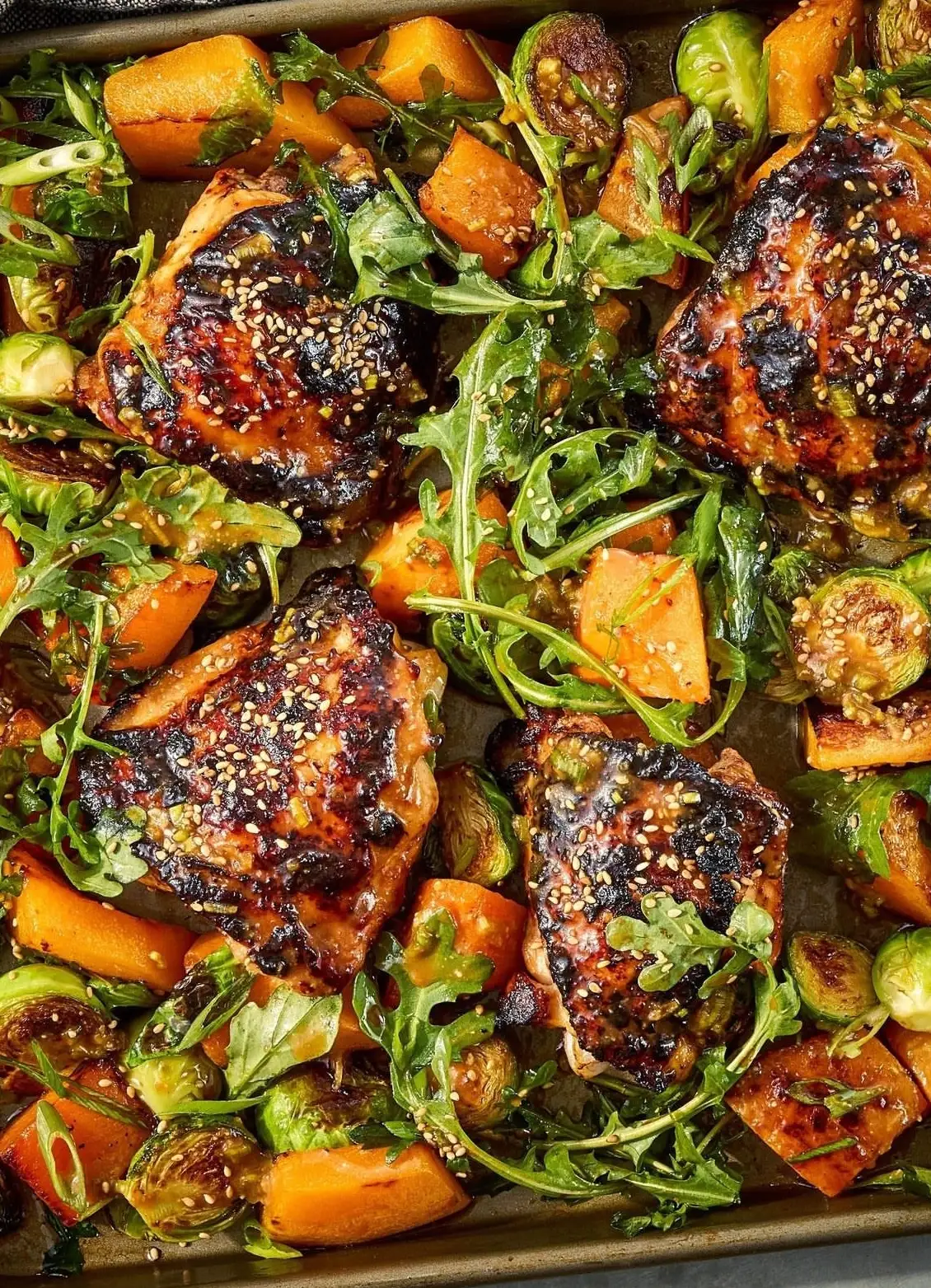 Baked Chicken Thighs with Brussels Sprouts