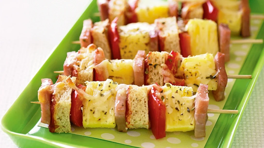 Baked Ham and Pineapple Skewers