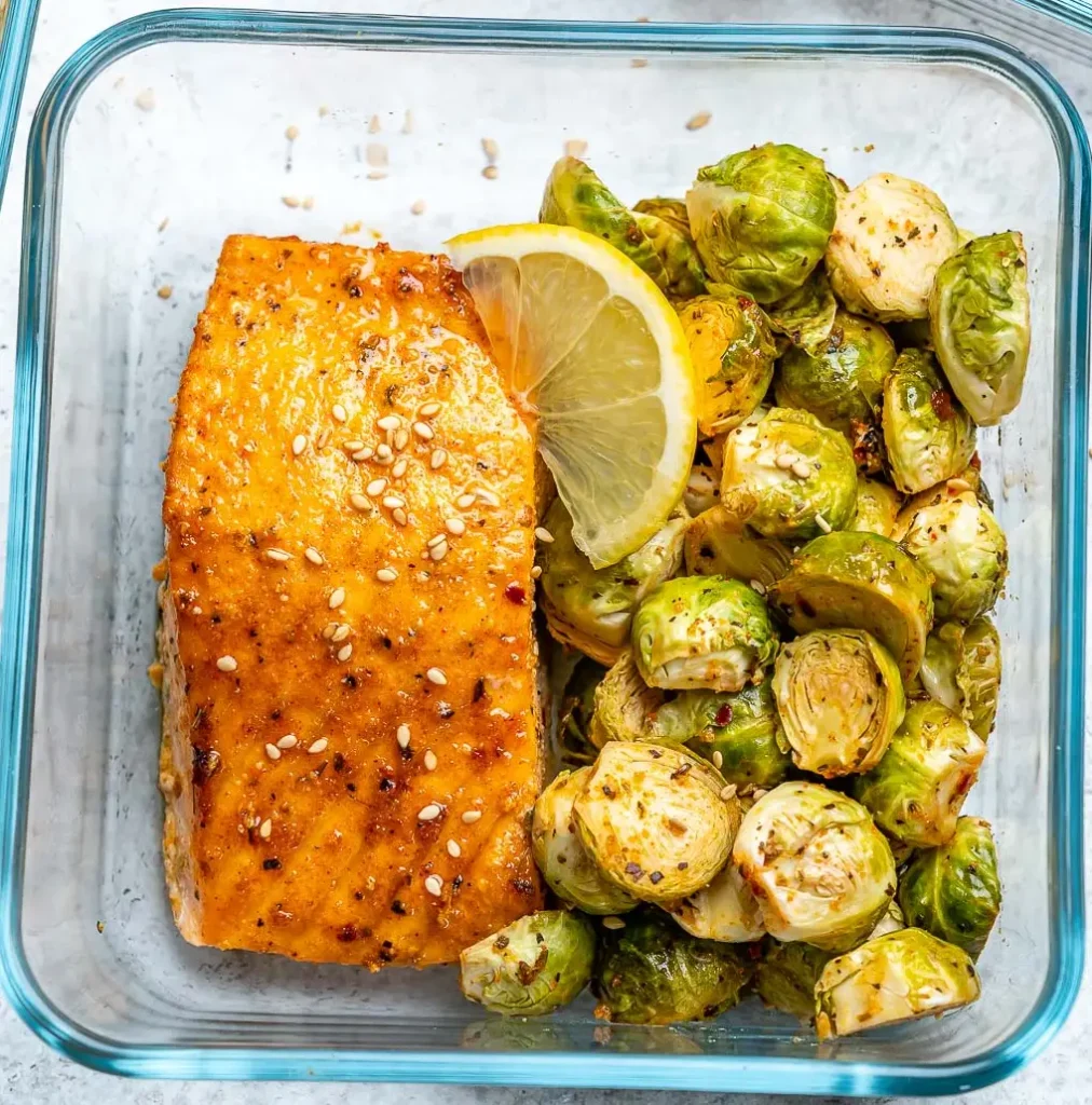 Baked Salmon with Roasted Brussels Sprouts