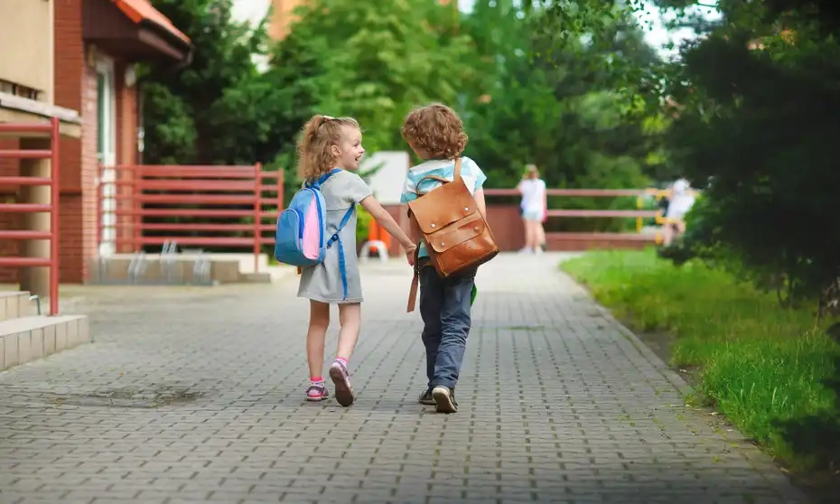 Best Friends Walking to School Together