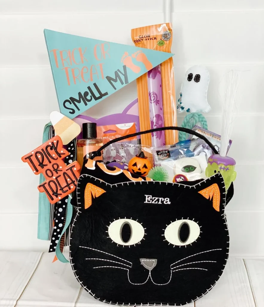 Black Cat Felt Basket