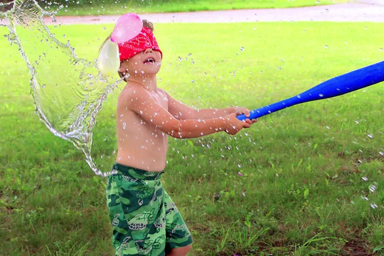 Blindfolded Water Balloon Batting