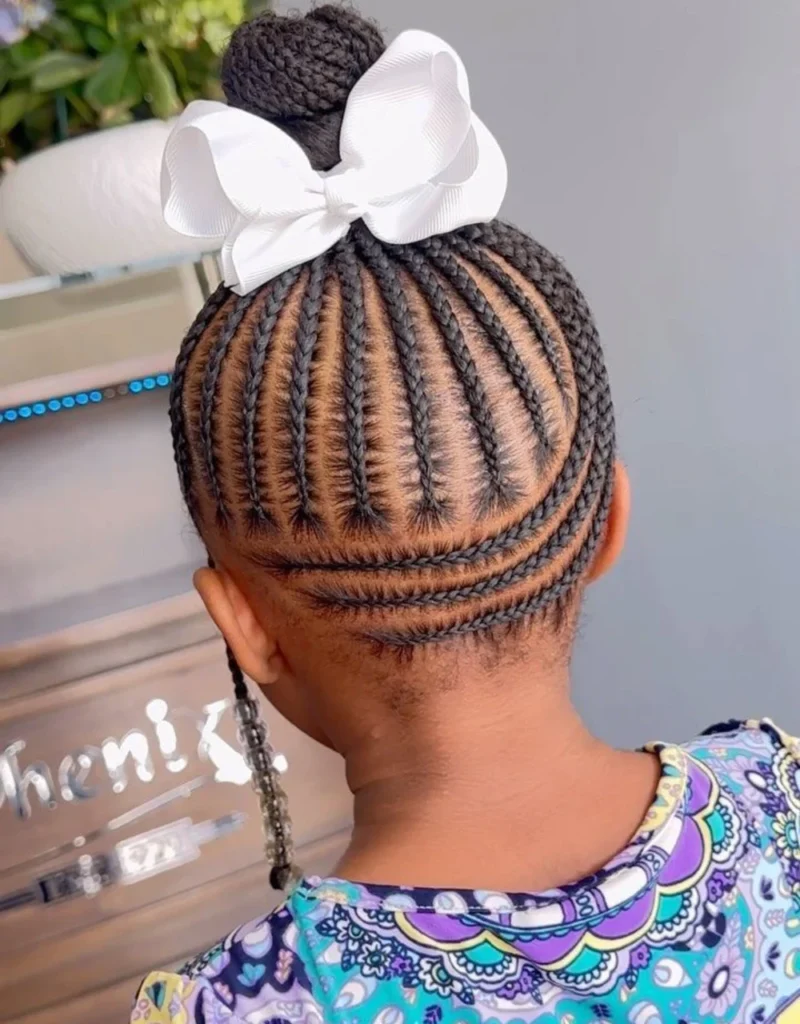 Bow-Topped High Bun Braids