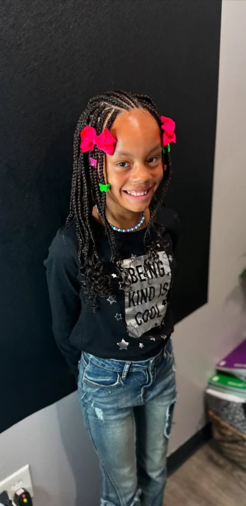 Box Braids with Colorful Bows