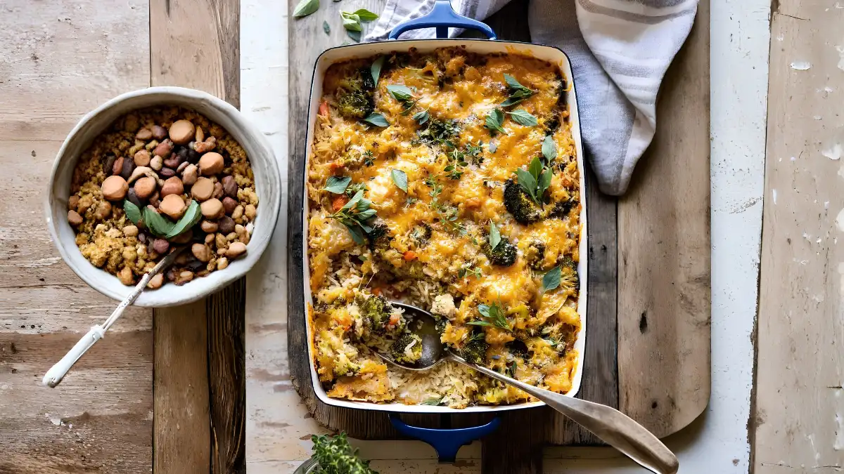 Broccoli Cheddar Rice Casserole