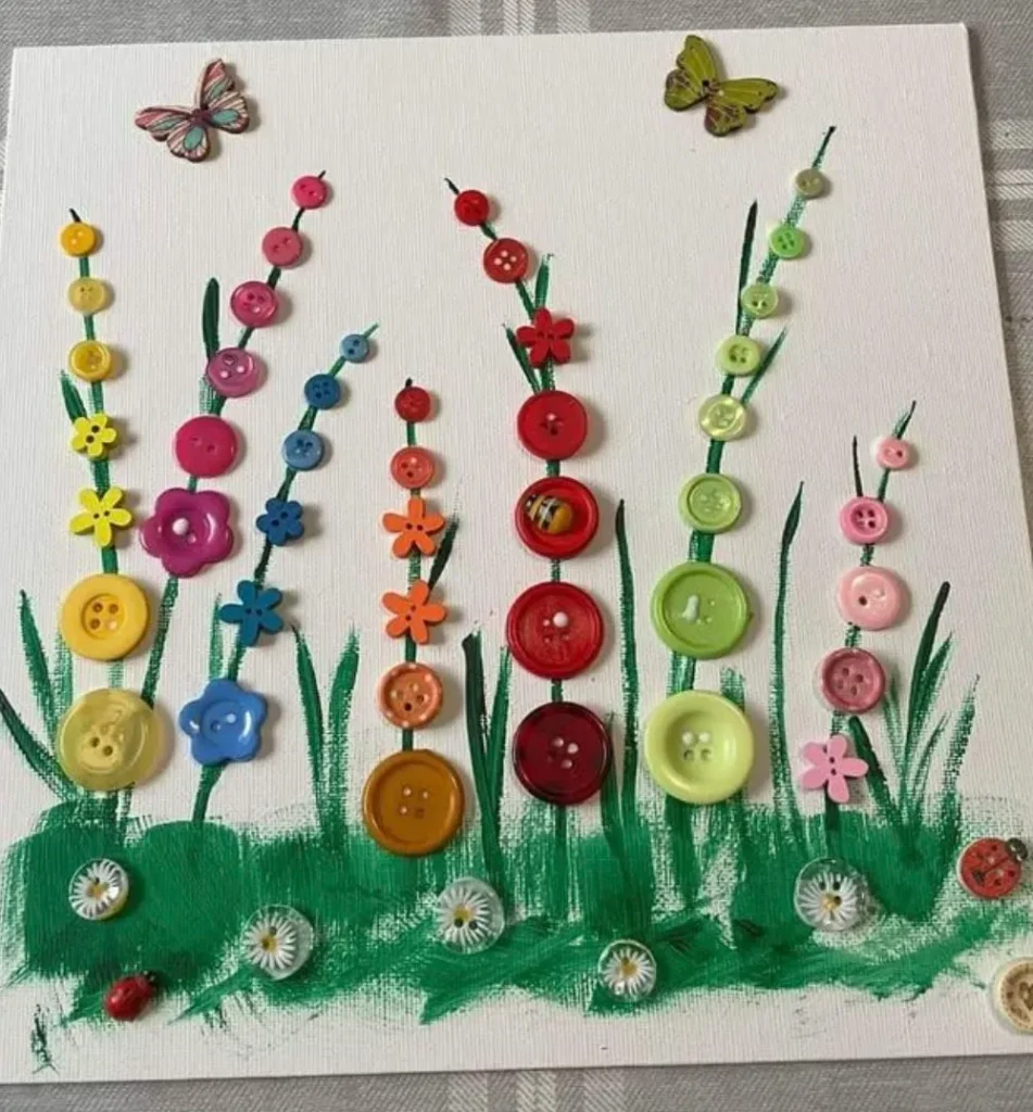 Button Flower Garden Art