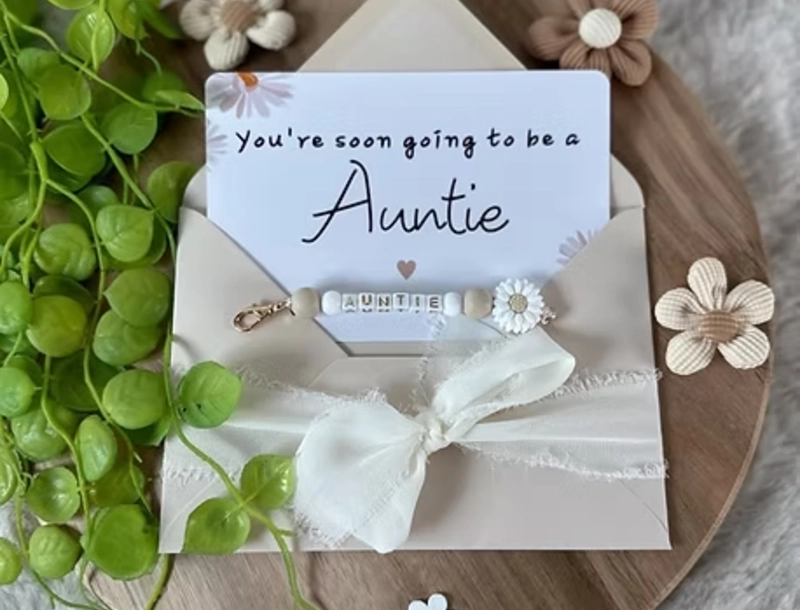 Card with Letter Bead Bracelet Gift