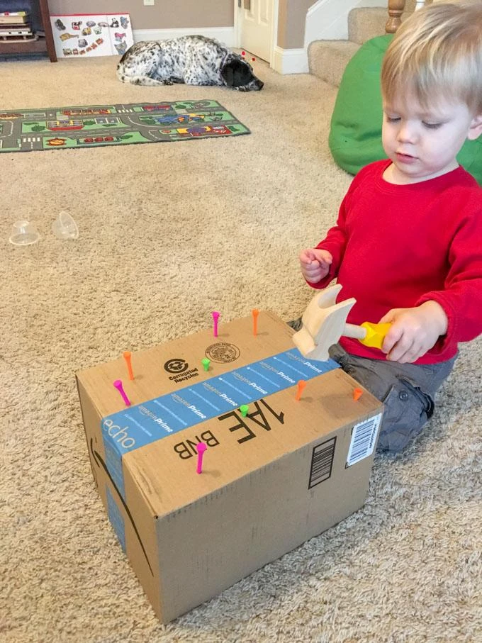 Cardboard Box Golf Tee Activity