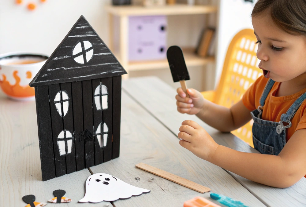 Cardboard Haunted House Painting