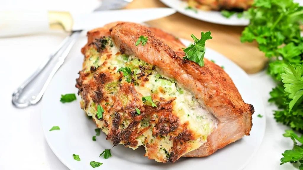 Cheesy Broccoli Stuffed Pork Chops
