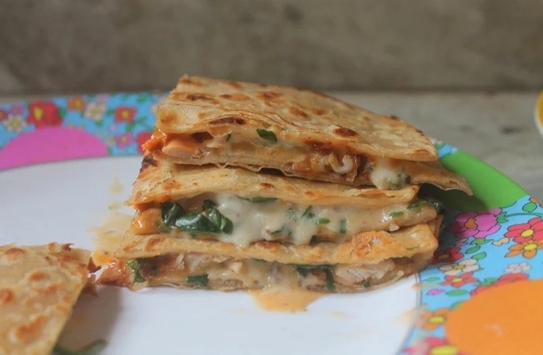 Cheesy Spinach & Chicken Quesadillas