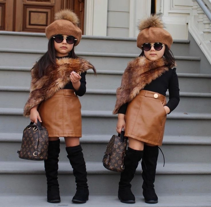 Chic Winter Faux Fur and Leather Skirt