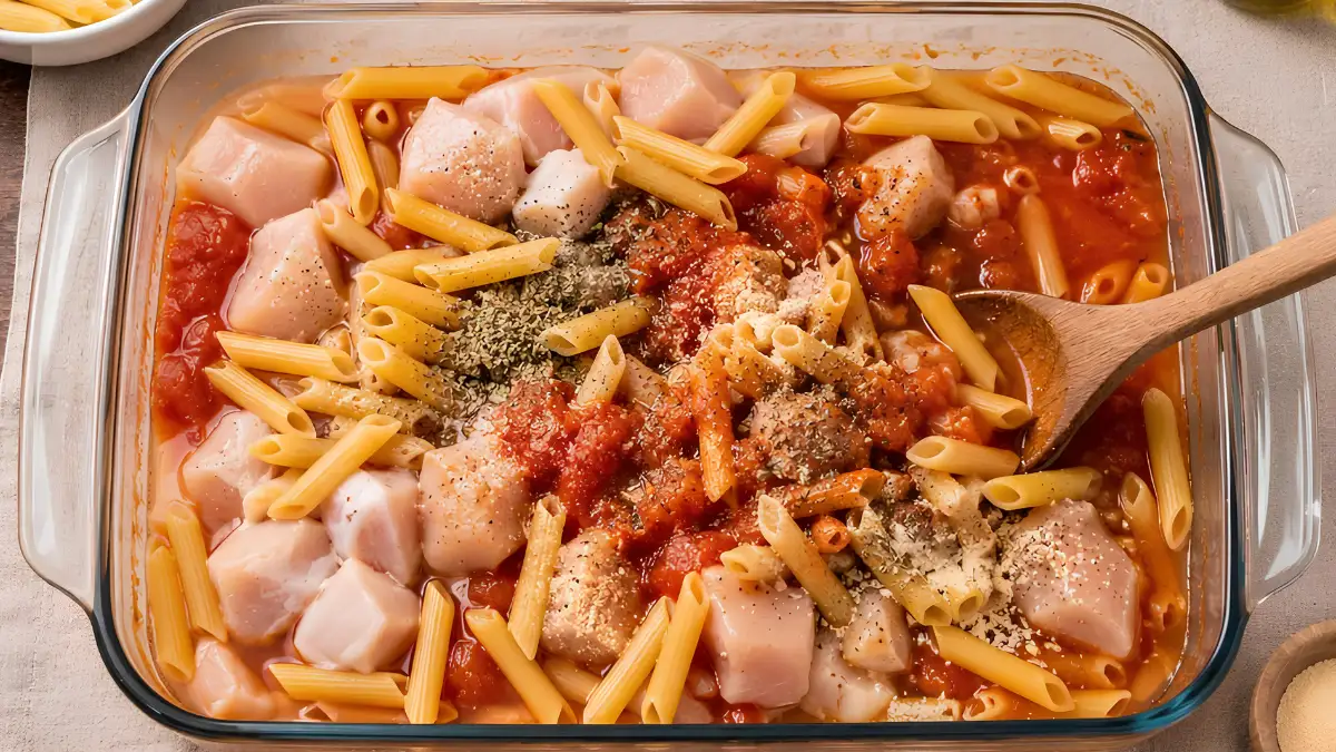 Chicken Parmesan Pasta Bake