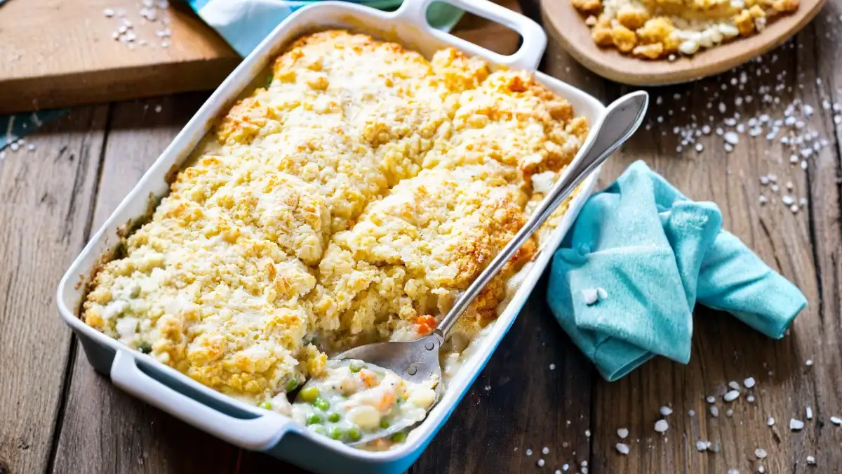 Chicken Pot Pie Biscuit Casserole