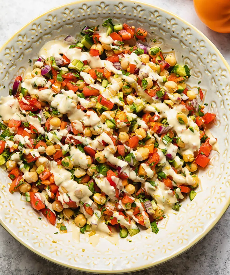 Chickpea Salad with Lemon Tahini Dressing