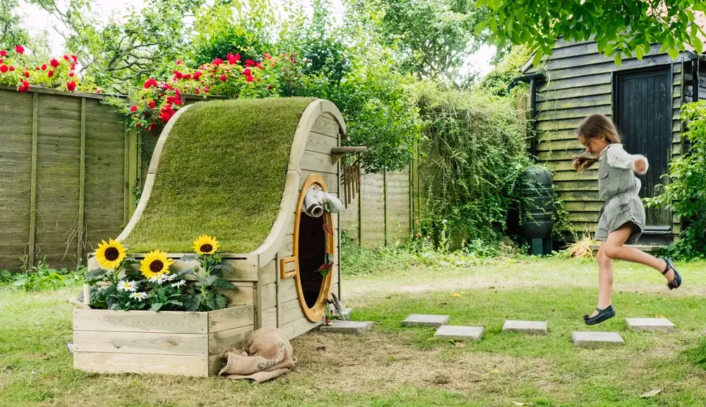 Grass-Roof Playhouse and Stepping Stones