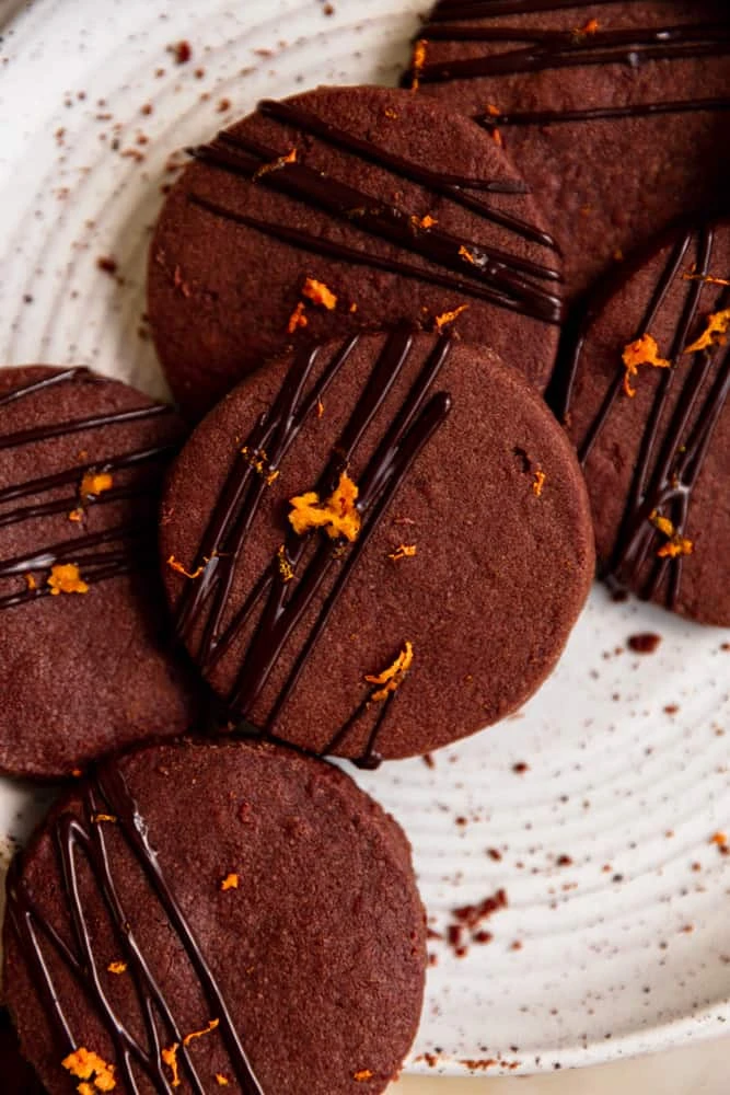 Chocolate Orange Linzer Shortbread Cookies