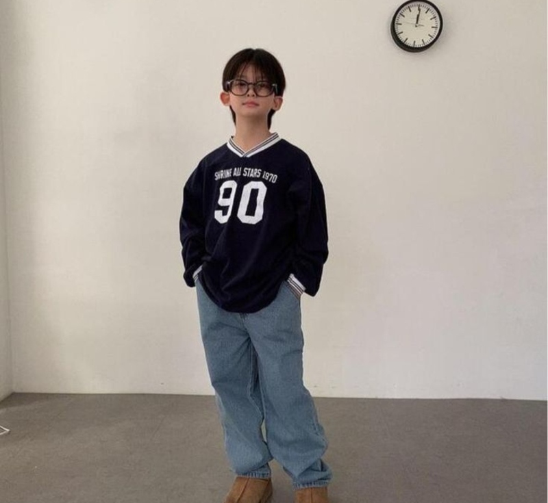 Classic Sporty Kid in Navy Jersey