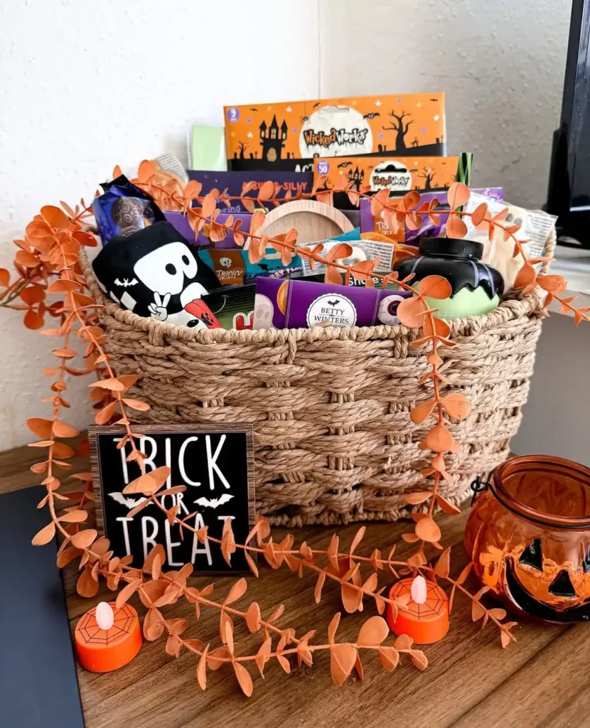 Classic Woven Treat Basket with Orange Garland