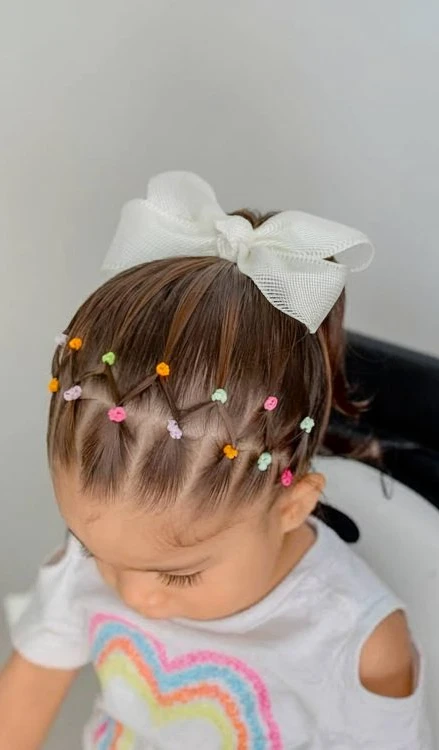 Colorful Beaded Mini Ponytails 