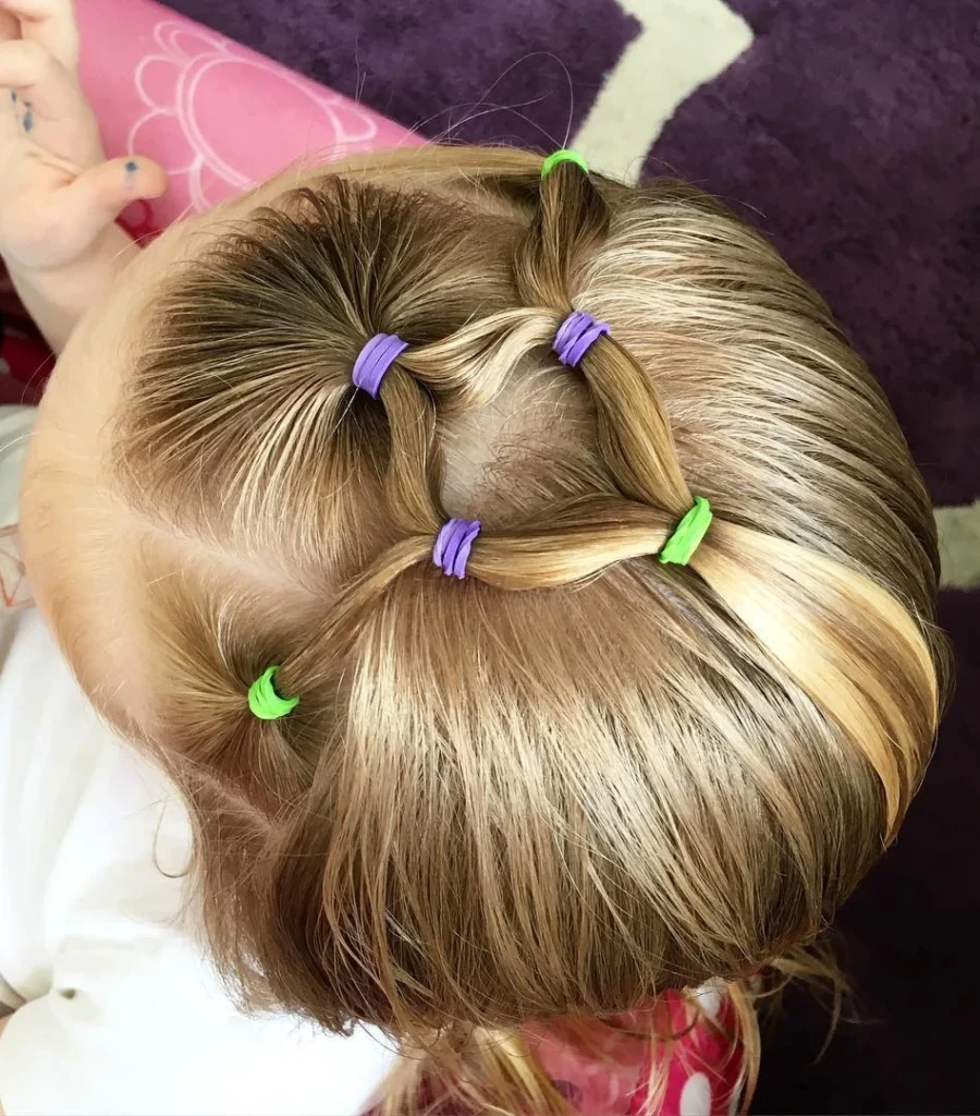 Colorful Sectioned Ponytails