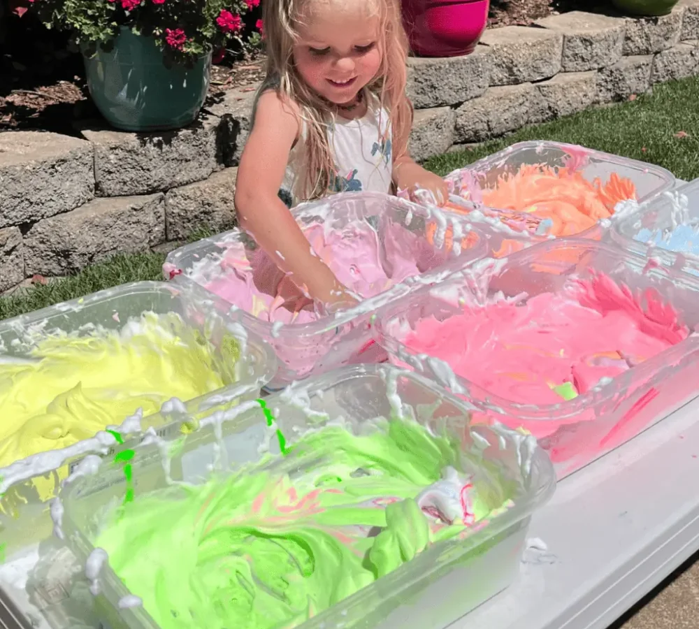 Colorful Shaving Cream Sensory Bin