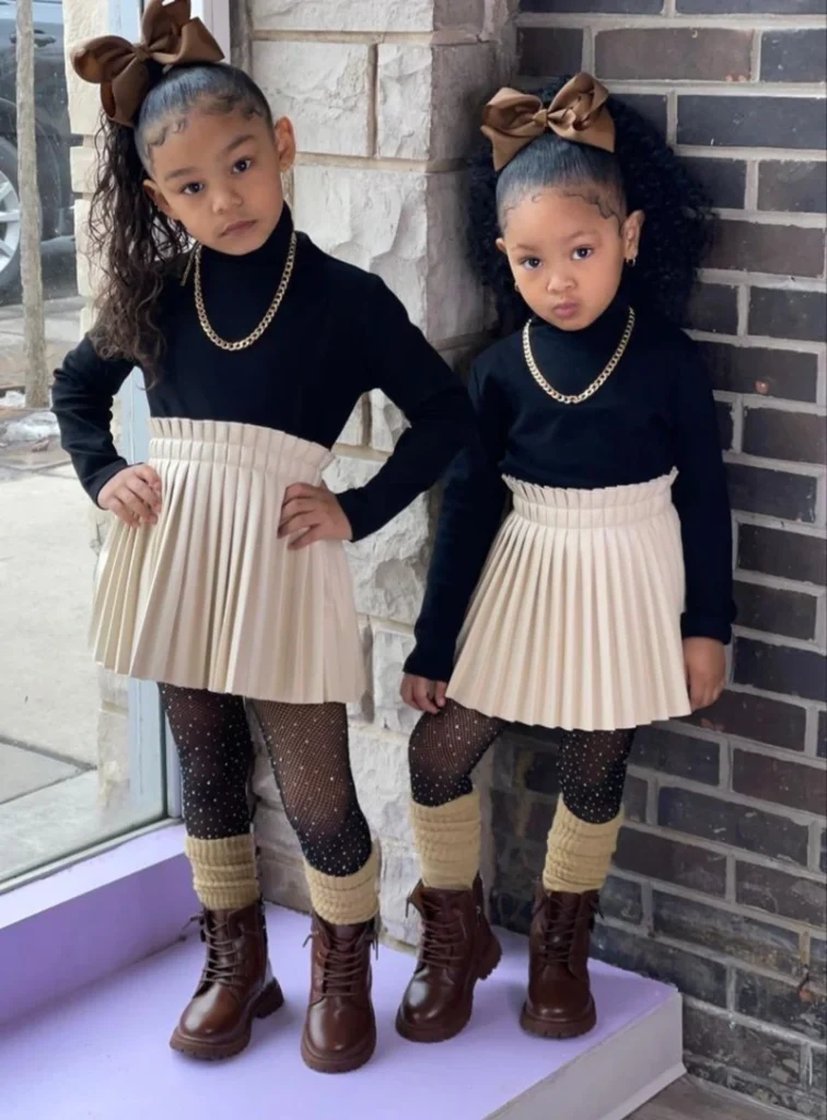 Coordinated Turtleneck & Pleated Skirt Set