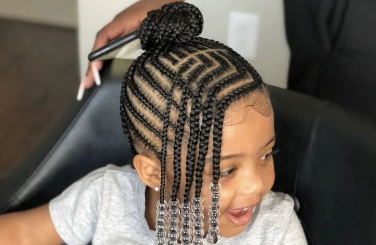 Cornrow Bun with Beaded Front Braids