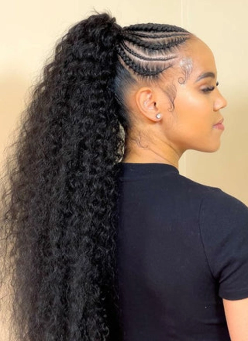 Cornrow Curly High Ponytail