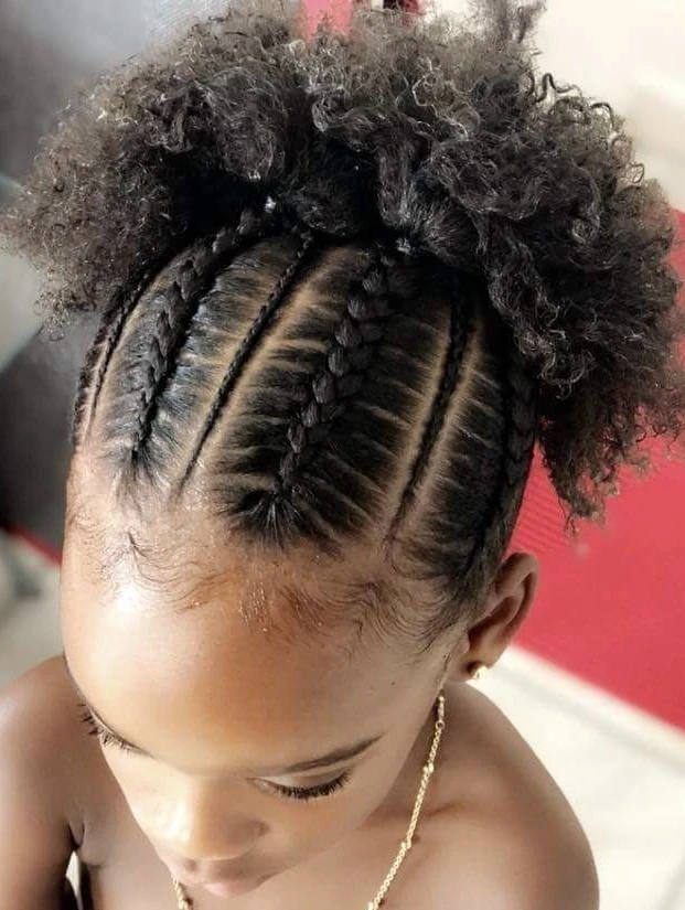 Cornrow Mohawk with Curly Top