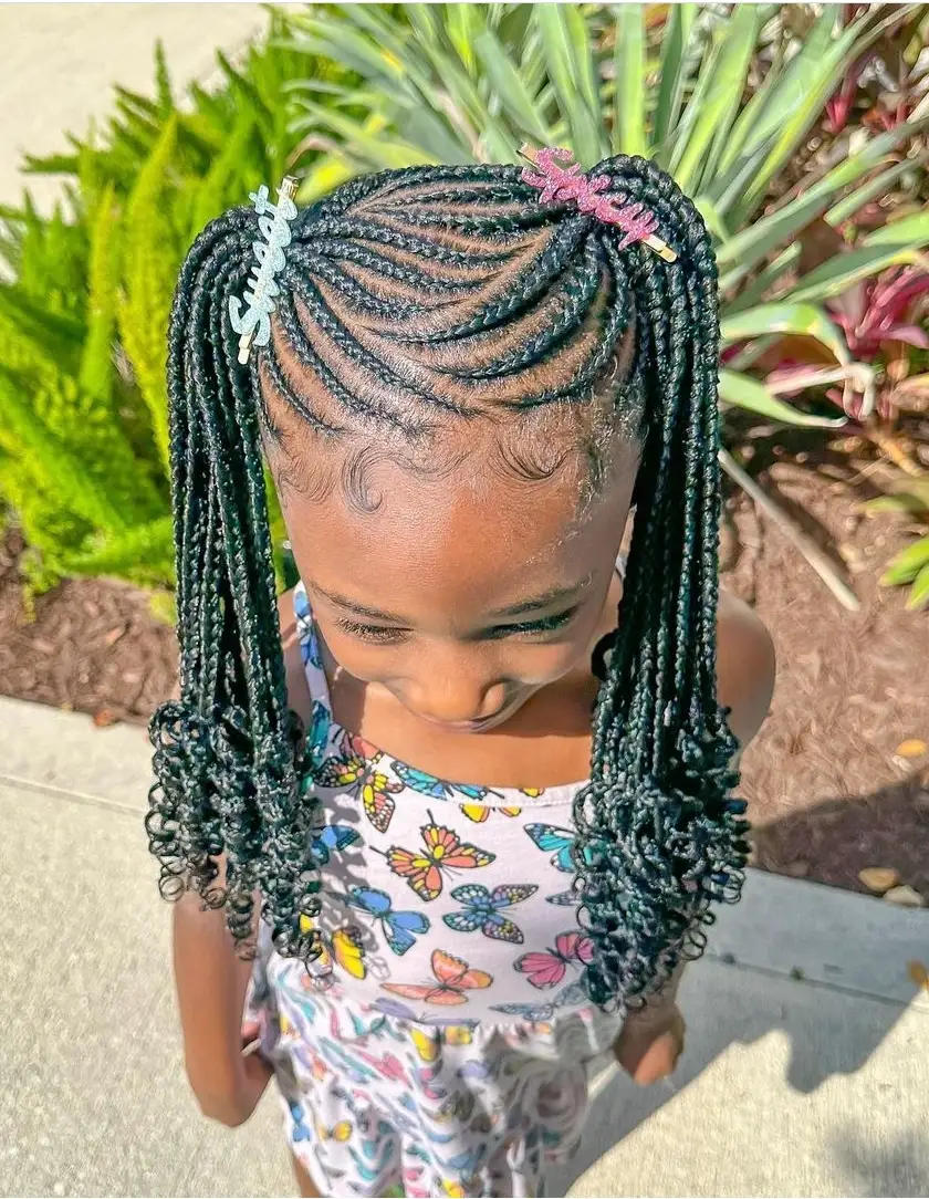 Cornrow Ponytail with Curly Ends