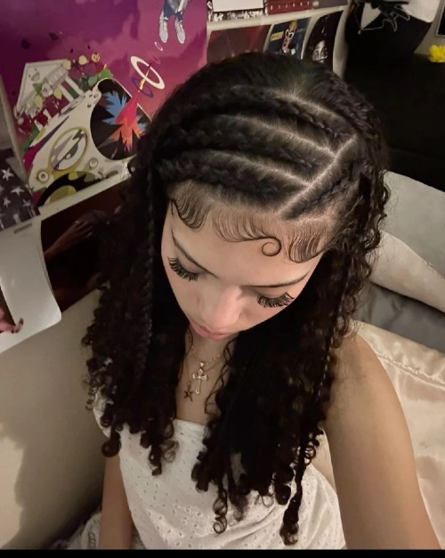 Cornrows into Curly Cascade