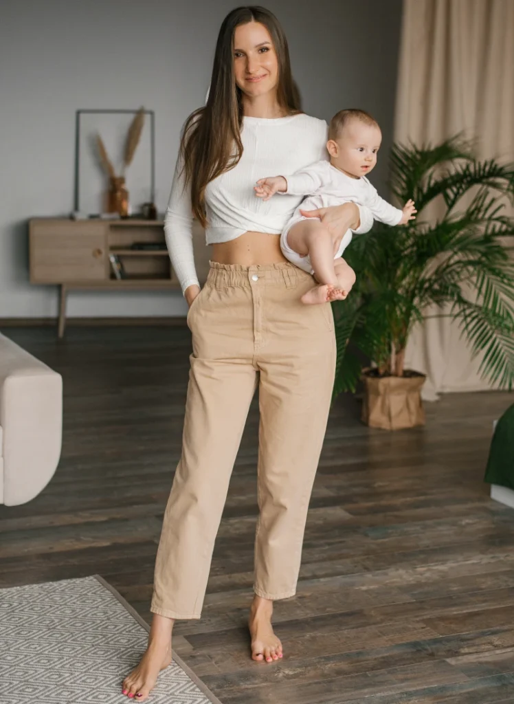 Cream Twist-Front Crop Top & Khaki Paperbag Pants Combo