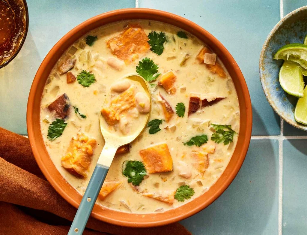 Creamy White Chili with Sweet Potatoes & White Beans