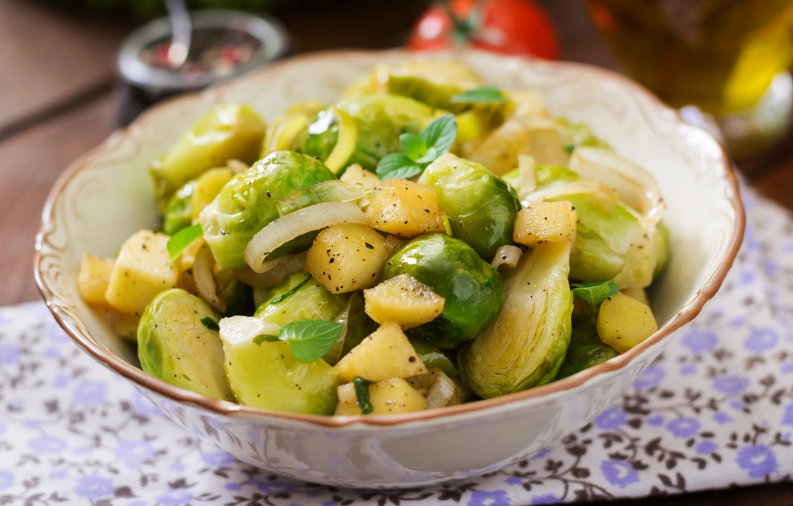 Crispy Brussels Sprouts and Potato Salad