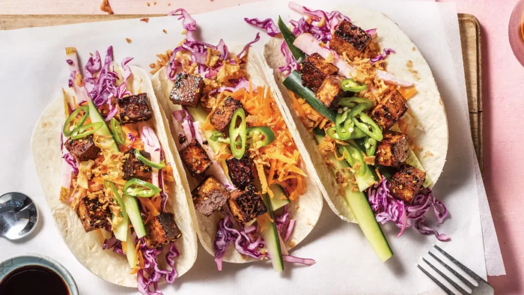 Crispy Tofu Tacos with Sesame Slaw