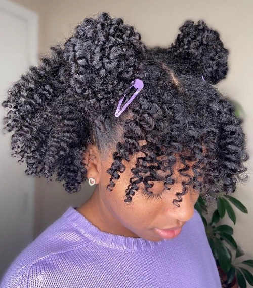 Curly Buns with Bangs and Clips