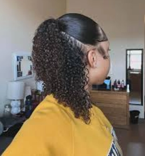 Curly High Ponytail with Sleek Edges