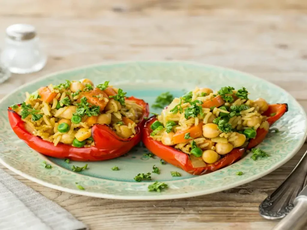 Curry Chickpea Stuffed Peppers