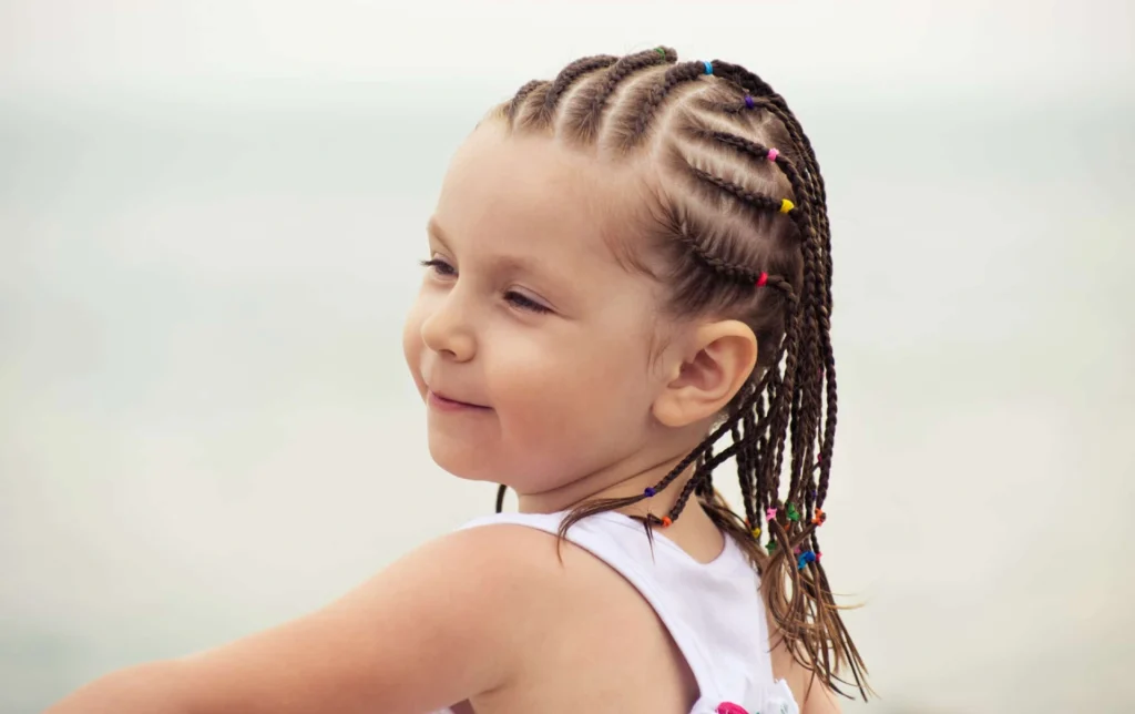 Curved Cornrows with Multicolored Beads